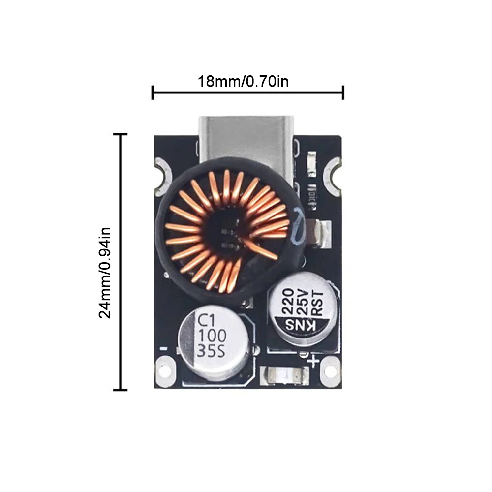 DC-DC Power Buck Module 12-30V to PD2.0/PD3.1 QC3.0 Fast Charging Single USB Charging Converter Board