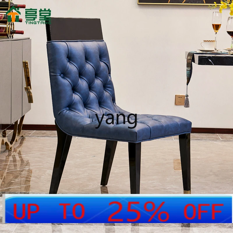 

LTT solid wood blue soft bag dining chair household simple furniture