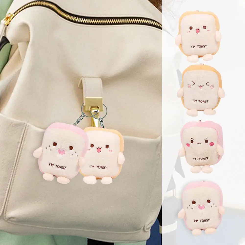 

Cartoon Toast Toy Cute Cartoon Toast Plush Toy Keychain Pendant Backpack Decoration Stuffed Bread Doll with Bead for Birthday