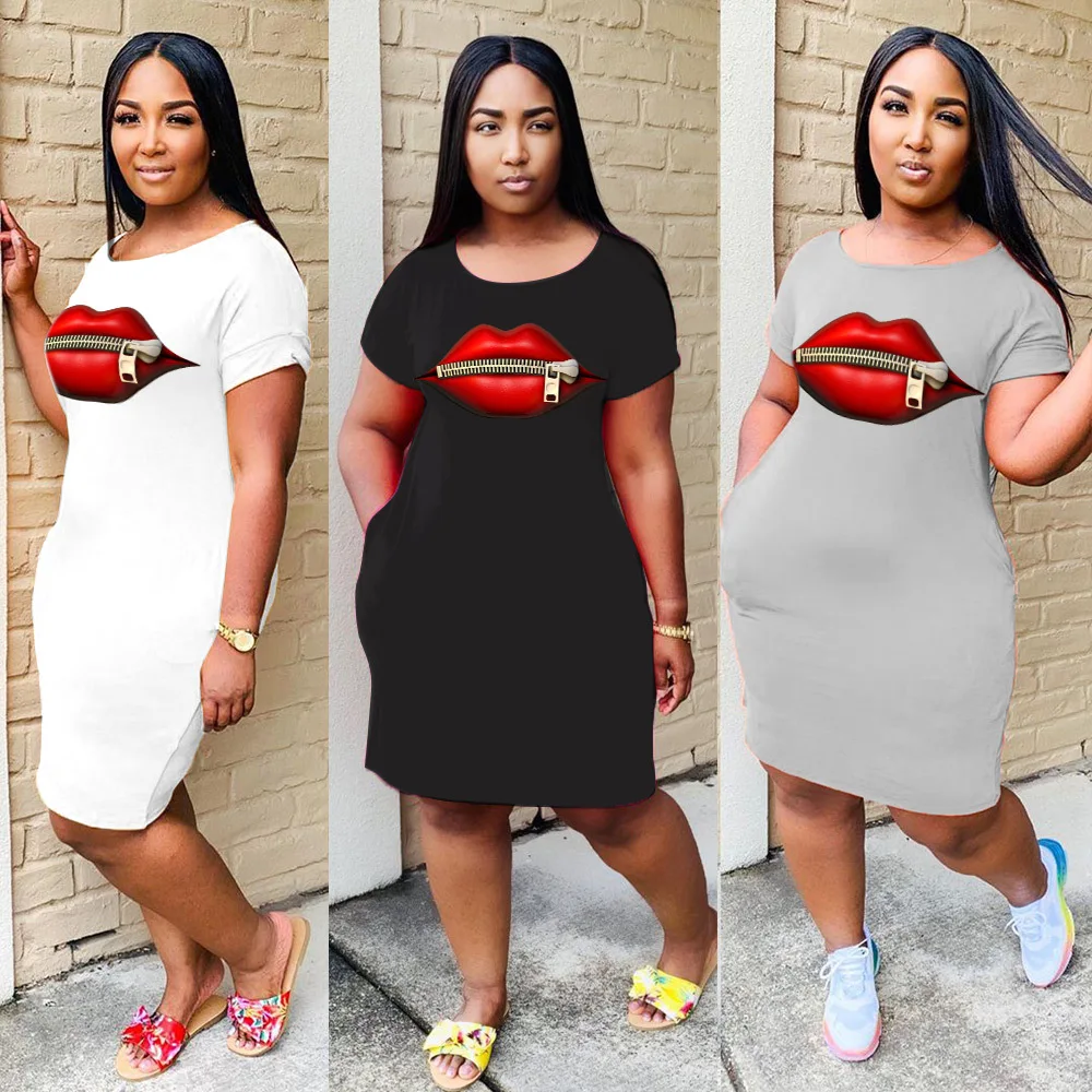 Plus Size Women Short Sleeve O-Neck Loose Casual Dresses T Shirt Dress Women Short Dress Hip Hop Queen Printed Long T Shirt Loos