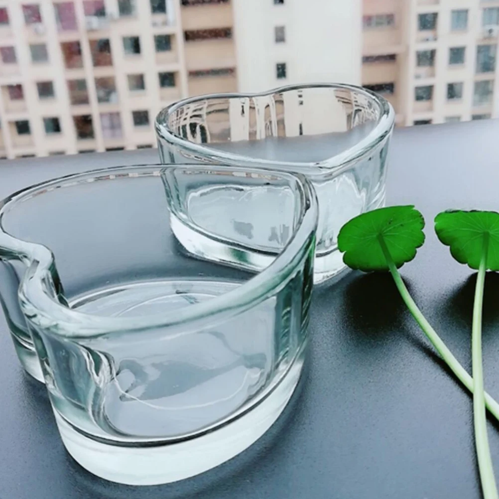 

3Pcs Creative Heart Glass Cup Premium Crafted Flame Holder for Anniversary Valentine Christmas Home Decor