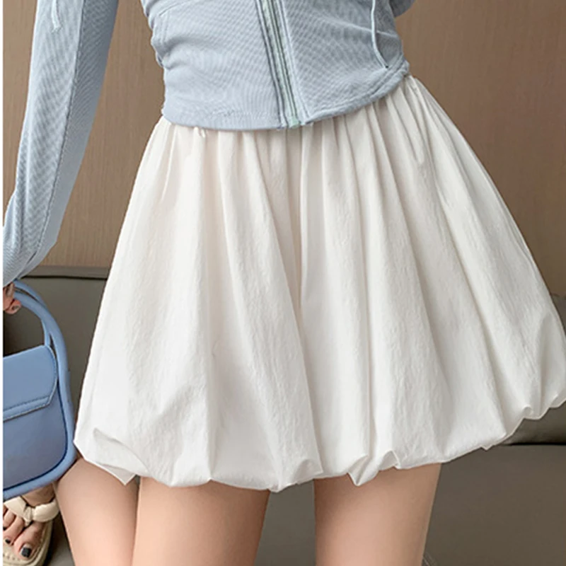 Korean Fashion Women Balloon Skirt Shorts Summer New High Waist Loose Wide Leg Three Points Pants Casual All-Match Slim Shorts