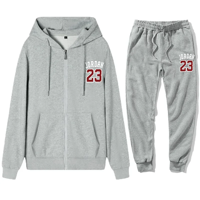 2025 Men's brand spring and autumn hooded sweatshirt + trousers Autumn sportswear Autumn and winter zipper hooded sweater sweats