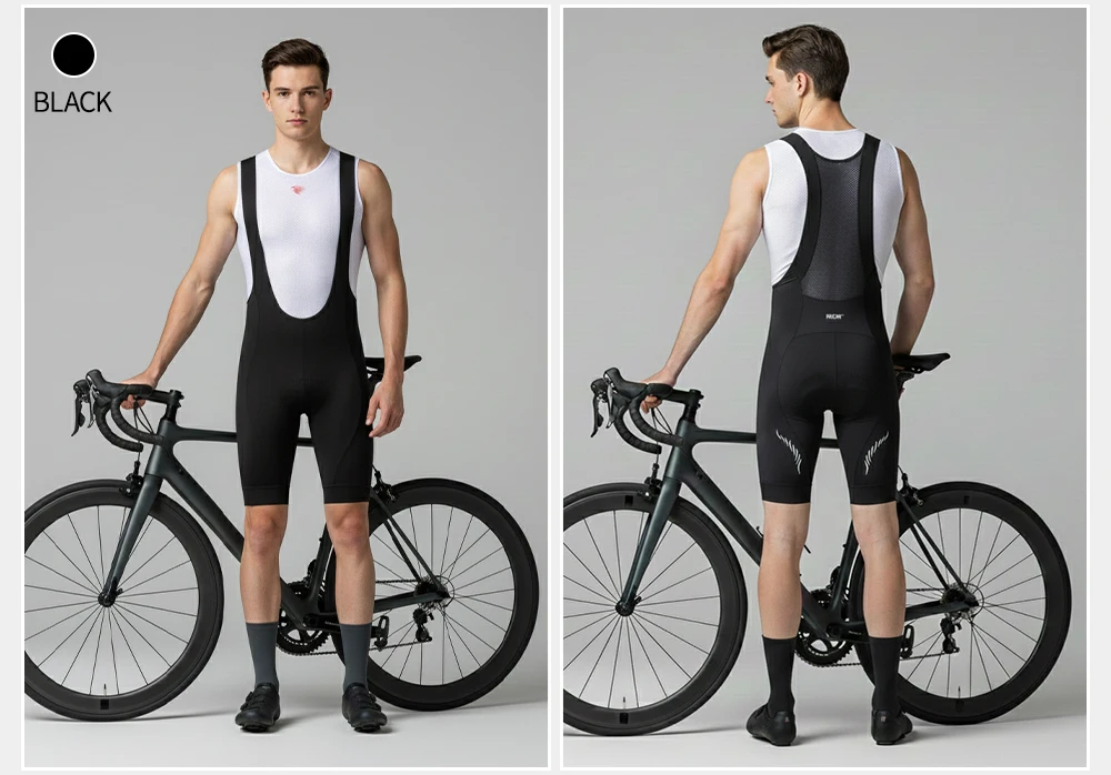 RION Herren Radsport-Trägerhose Fahrrad-Tights MTB Mountainbike-Bekleidung Rennrad-Ausrüstung Italienische Dolomiti-Polster 6H Slim Fit – Detail 17