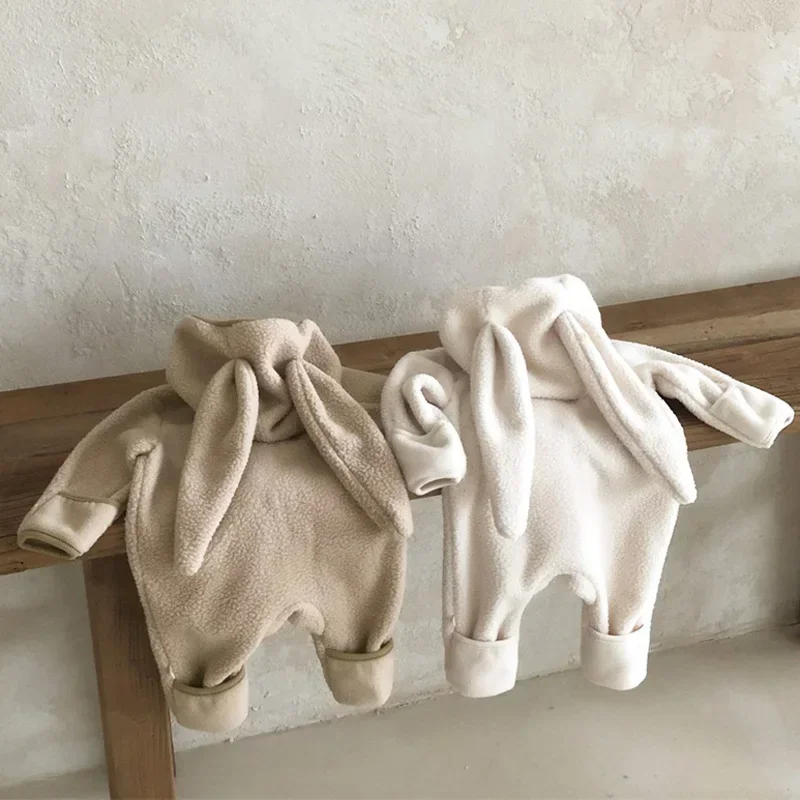 

Long Ears Newborn Jumpsuits Autumn Winter Baby Girl Romper Fleece Bunny Hooded Kids Boys Clothes Toddler Outfit Infant Onesie