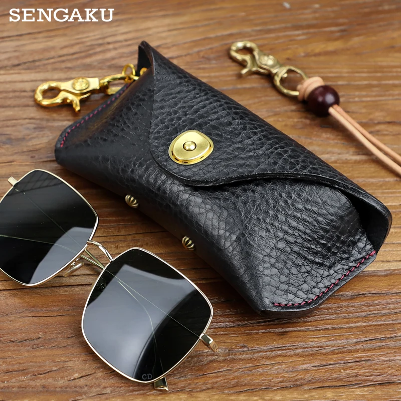 

Thicken Cowhide Sunglasses Bag Handmade Genuine Leather Eyeglasses Holder Box Portable Storage Sun Glasses Case Bag for Unisex