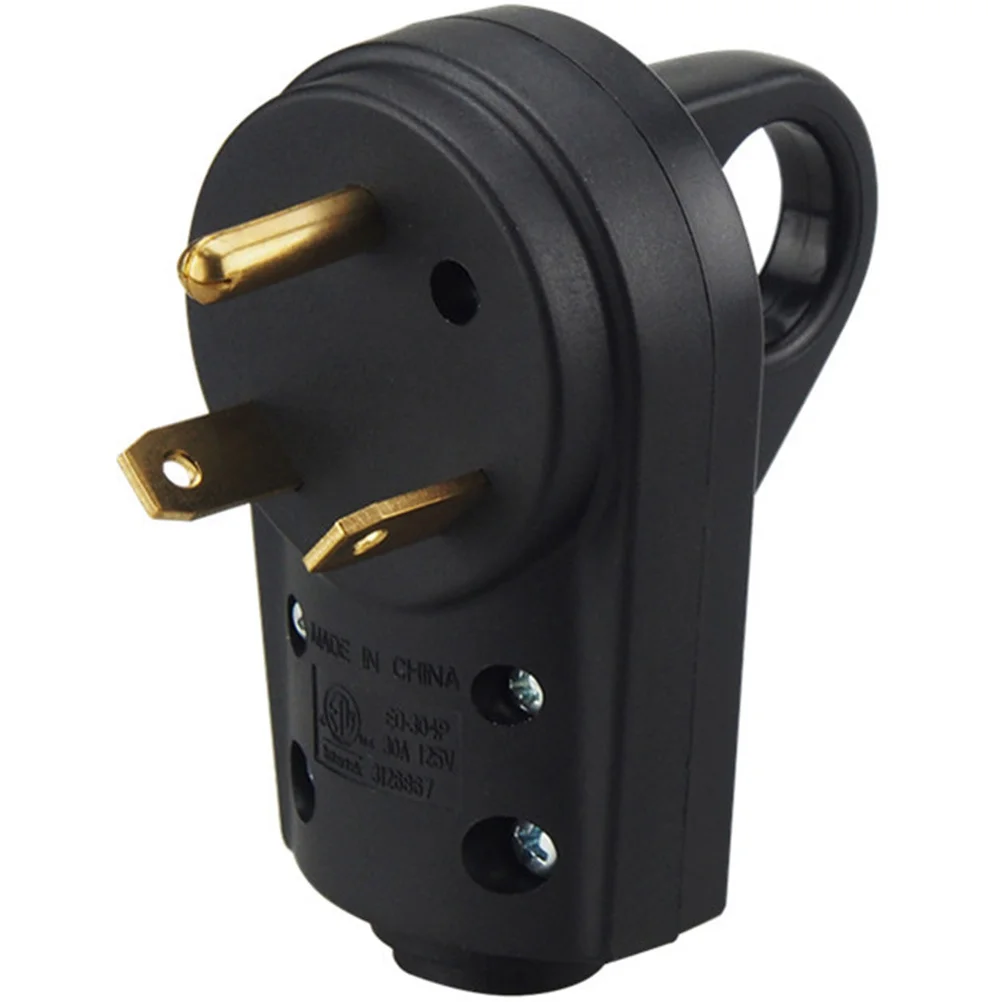 

30 Amp Rv Plug Male 3-Prong Detachable Handle Us Plug Camper Trailer Power Assembly Replacement Adapter High Conductivity