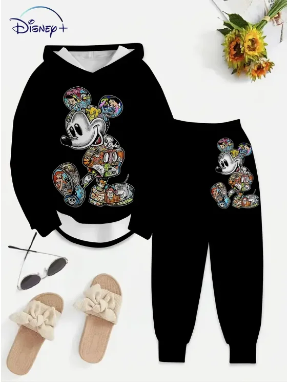 

Autumn and Winter Casual Hoodie Set Harajuku Y2k Disney Mickey Mouse Hoodie Sweatshirt Women's Retro Fashion Sweatshirt Set