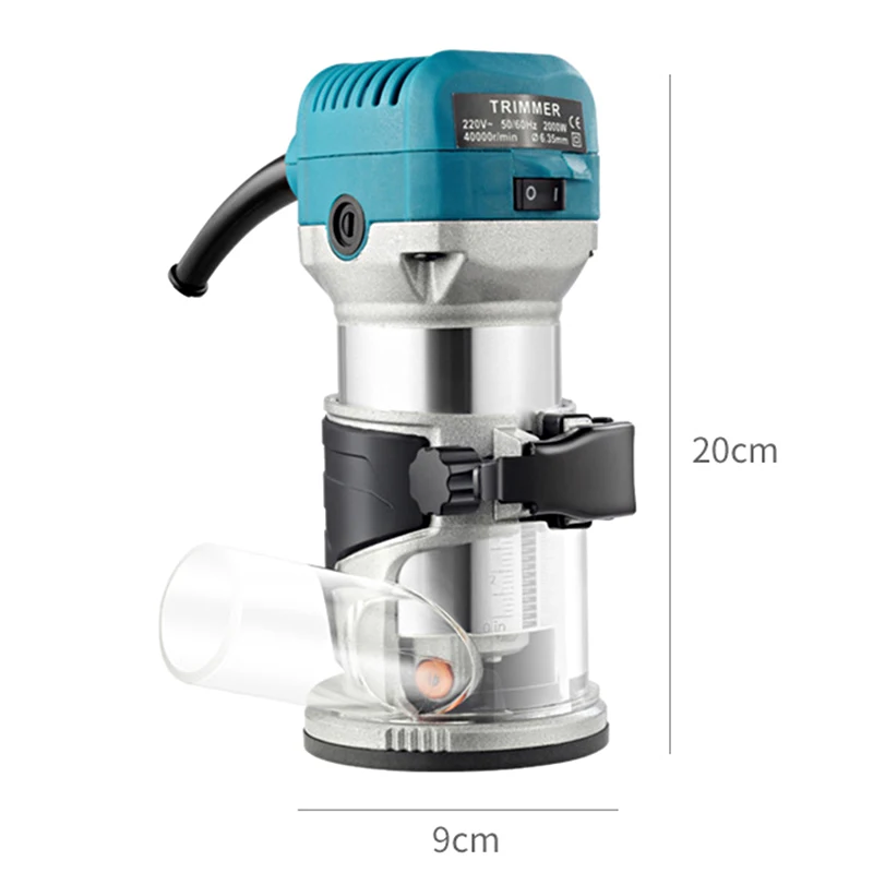 2000W Electric Woodworking Trimmer 220V Wood Milling Machine 6 Gear Variable Speed Carpentry Trimming Tool And 6.35mm 8mm Cutter