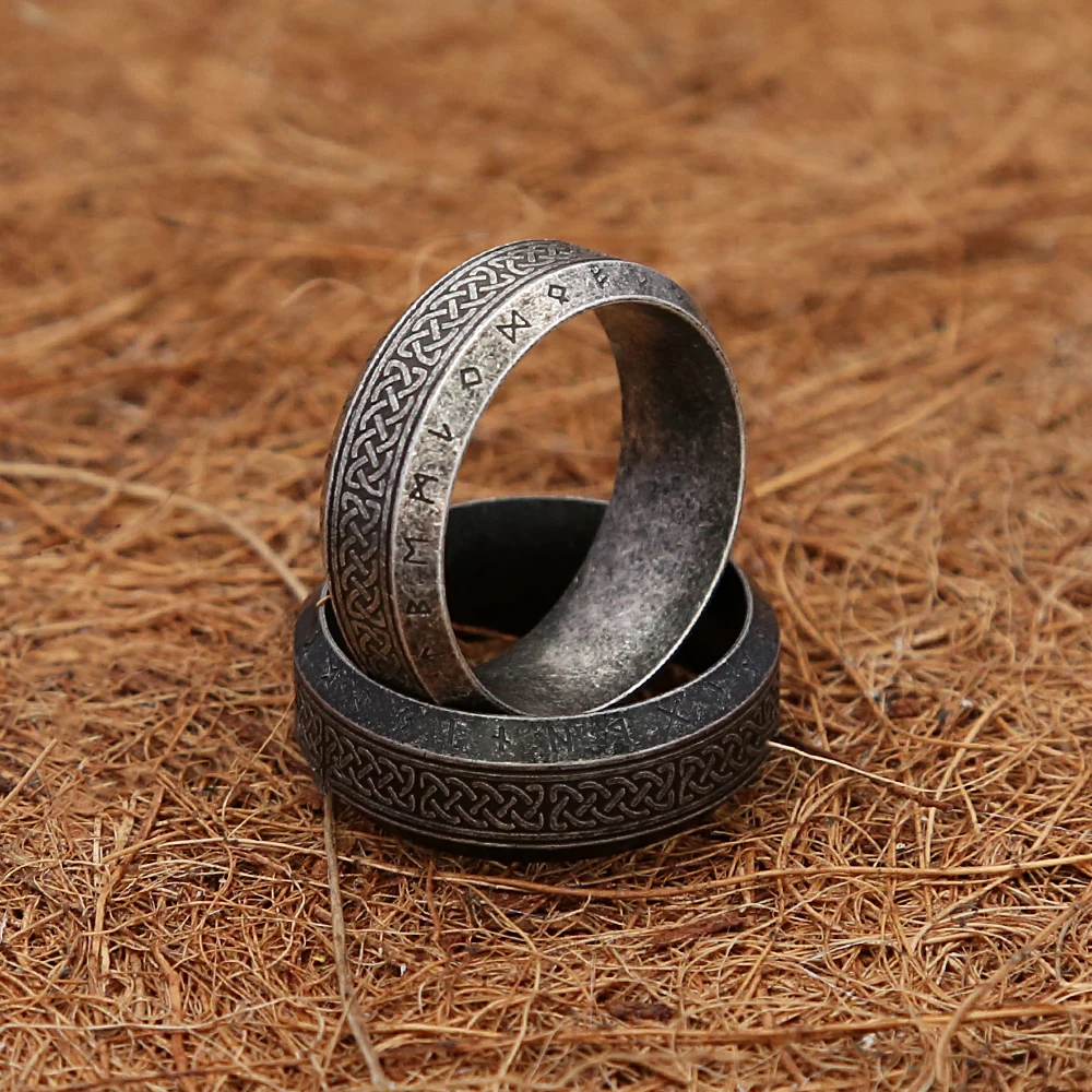 Fashion Vintage Simple Viking Rune Ring for Men Women Stainless Steel Nordic Celtic Knot Rings Couple Amulet Jewelry Wholesale