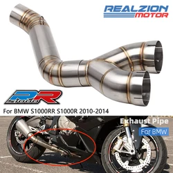 REALZION S1000RR Exhaust Middle Pipe Motorcycle Slip-On Link Pipe Connect Tube For BMW S1000 RR S1000R 2010 2011 2012 2013 2014