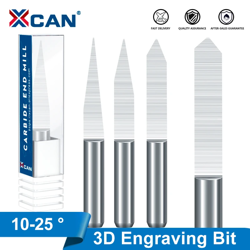 

XCAN V Shape PCB Milling Cutter 1/8 Shank 10 15 20 25 Degrees 3D Engraving Bit for Woodworking PVC Carving Tool CNC Router Bit