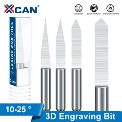 XCAN V Shape PCB Milling Cutter 1/8 Shank 10 15 20 25 Degrees 3D Engraving Bit for Woodworking PVC Carving Tool CNC Router Bit