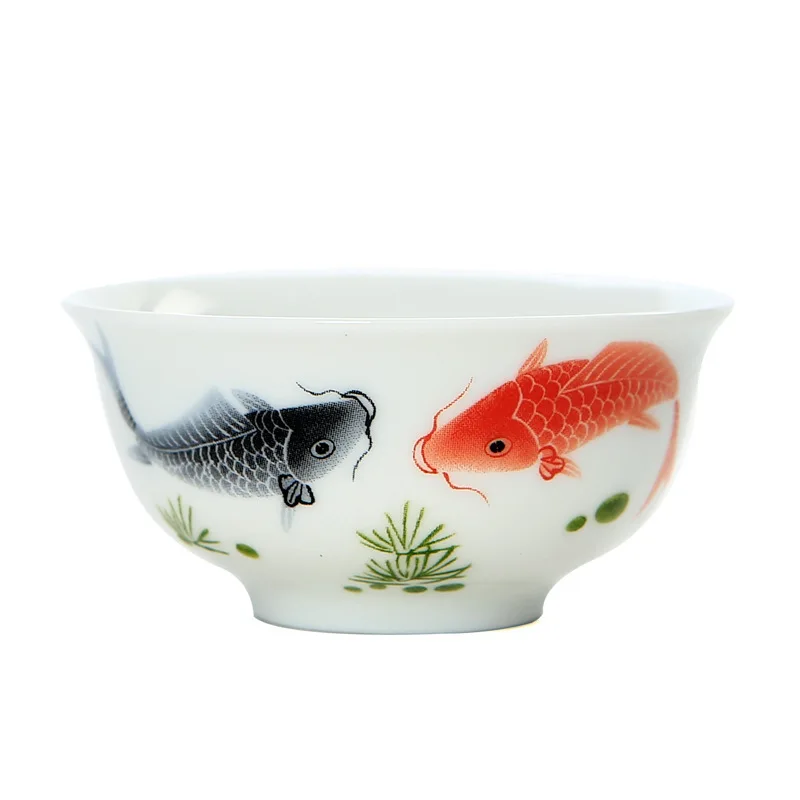 الأبيض الصقيل الأزرق والأبيض فنجان شاي السيراميك الكونغفو طقم شاي كوب ماستر كوب شاي واحد #5