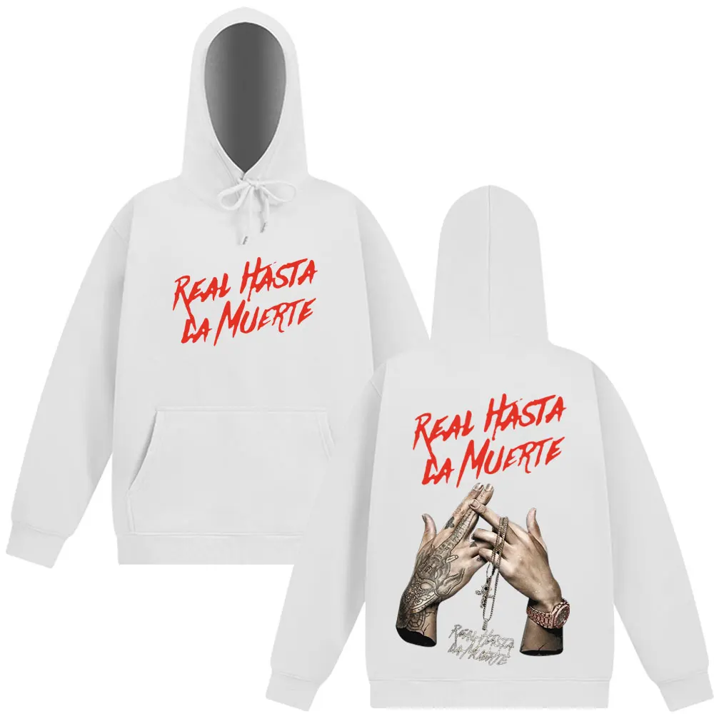

Толстовки с капюшоном в стиле рэпер Anuel AA Real Hasta La Muerte, мужская винтажная толстовка в стиле хип-хоп, модная популярная толстовка с длинными рукавами, уличная одежда, топ
