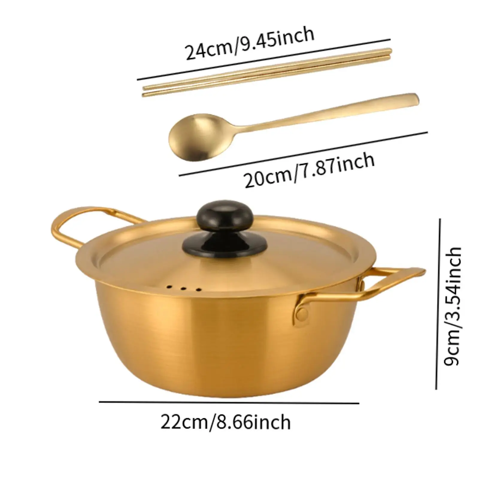 Práctica olla de ramen de Corea con cuchara y palillos para picnic, curry, camping