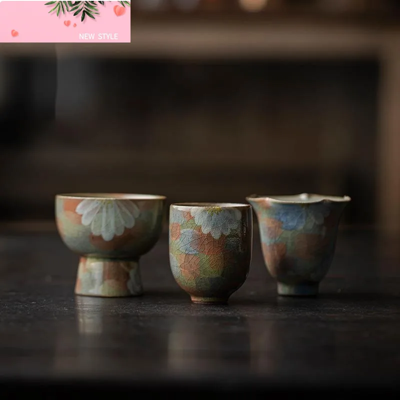 

Hand-painted Chrysanthemum Tea Cup Japanese Handmade Master Cup Teacup Antique Cute Cup Teaset Equipment Craft Gifts 50/60ml