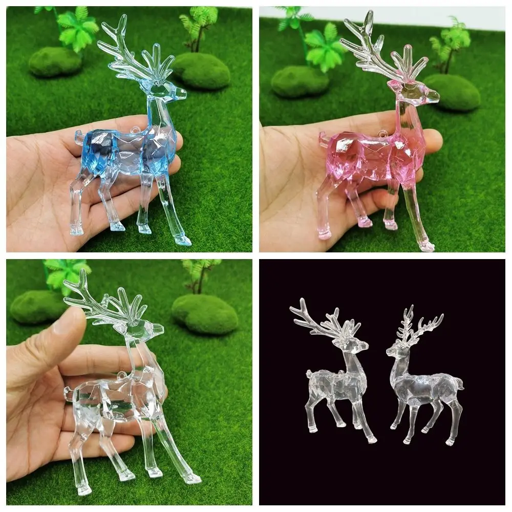 

Acrylic Deer Figurines Desktop Ornament Room Decor Transparent Elk Reindeer Sculpture Christmas Home Office Decoration