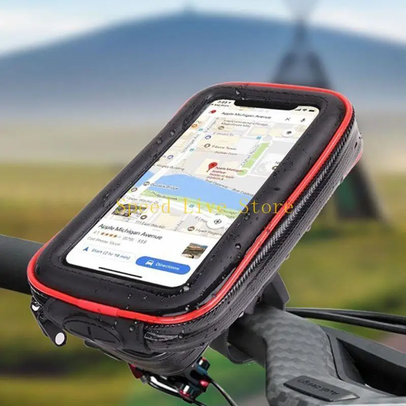 547C Clamshell Bike Phone Mount Waterproof Cell Phone Holder for Motorcycle Handlebar