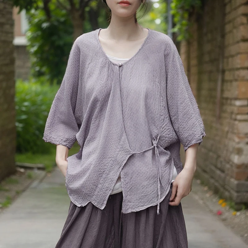 Frauen Casual Bluse Shirt Neue Ankunft 2025, Sommer Vintage Stil Oansatz Einfarbig Lose Bequeme Weibliche Tops Shirts M1500