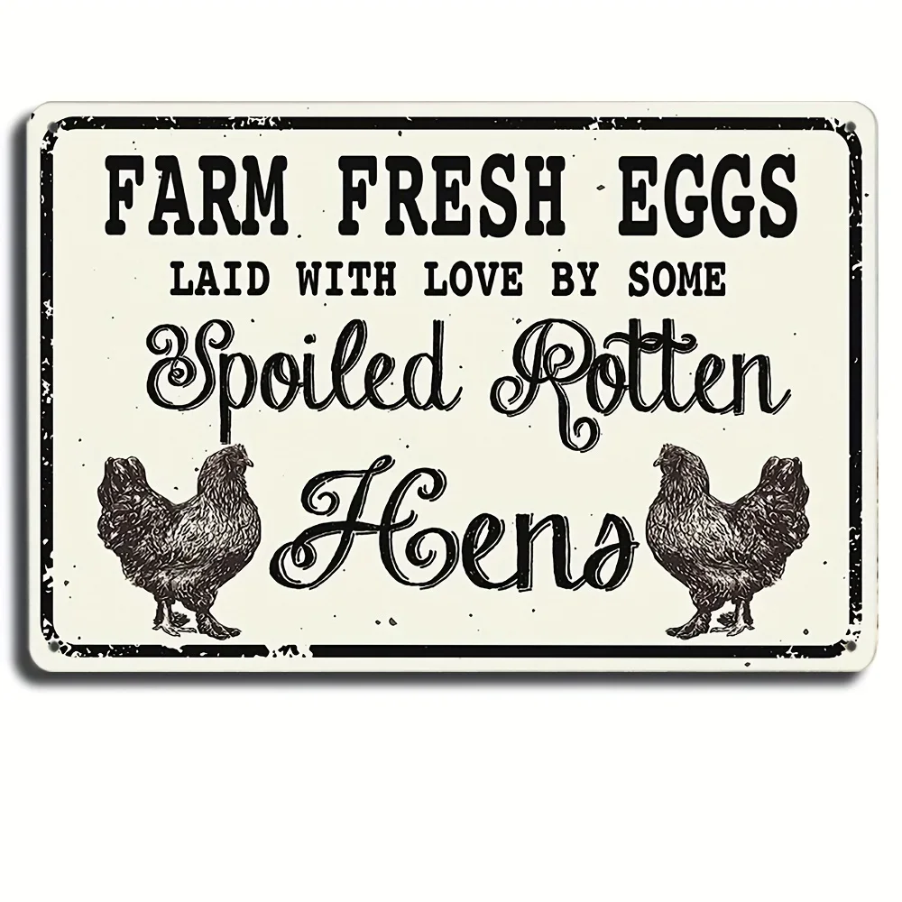 

Vintage Farm Fresh Eggs Metal Signs - Wall Art for Home, Restaurant, Bar, Cafe & Garage Decors - Water & Dust-Proof! Decor Signs