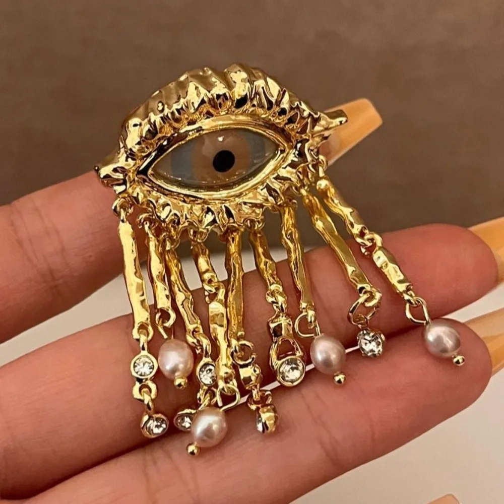 الجمالية اللؤلؤ عيون شيطان قرط الاذن المرصع خمر العصرية الشيطان العين أقراط شرابات حساسة الشيطان العين الدائري سيدة بنات #5