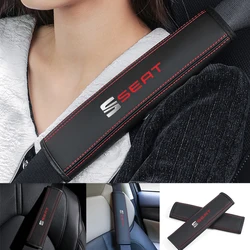 Car seat belt Nappa leather Shoulder Protector Safety Belt 2pcs For Seat Leon MK1 MK2 Ibiza 6J 6I Ateca Arona Altea 5f mk3 Car