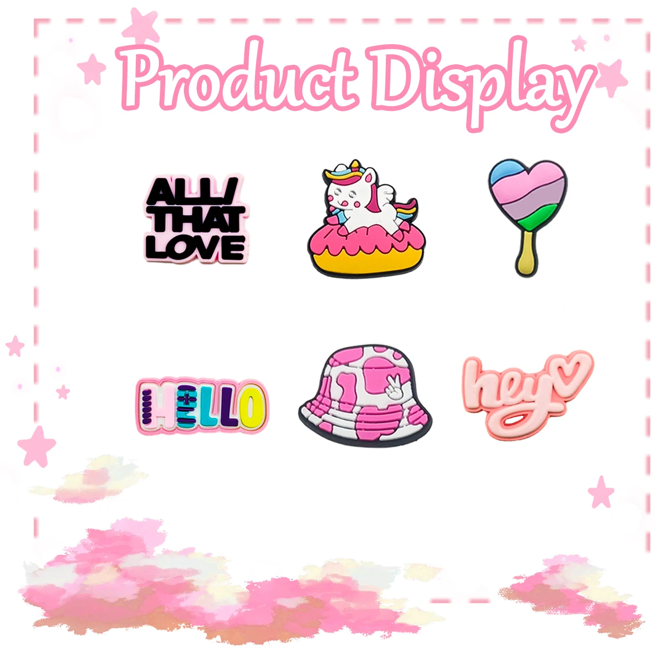 سحر الديكور الرياضي الوردي العشوائي سلسلة الكرتون ، صنادل تنفس ، شبشب ، قابلة للفصل ، بولي كلوريد الفينيل ، إكسسوارات ناعمة ، تصنعها بنفسك ، #3