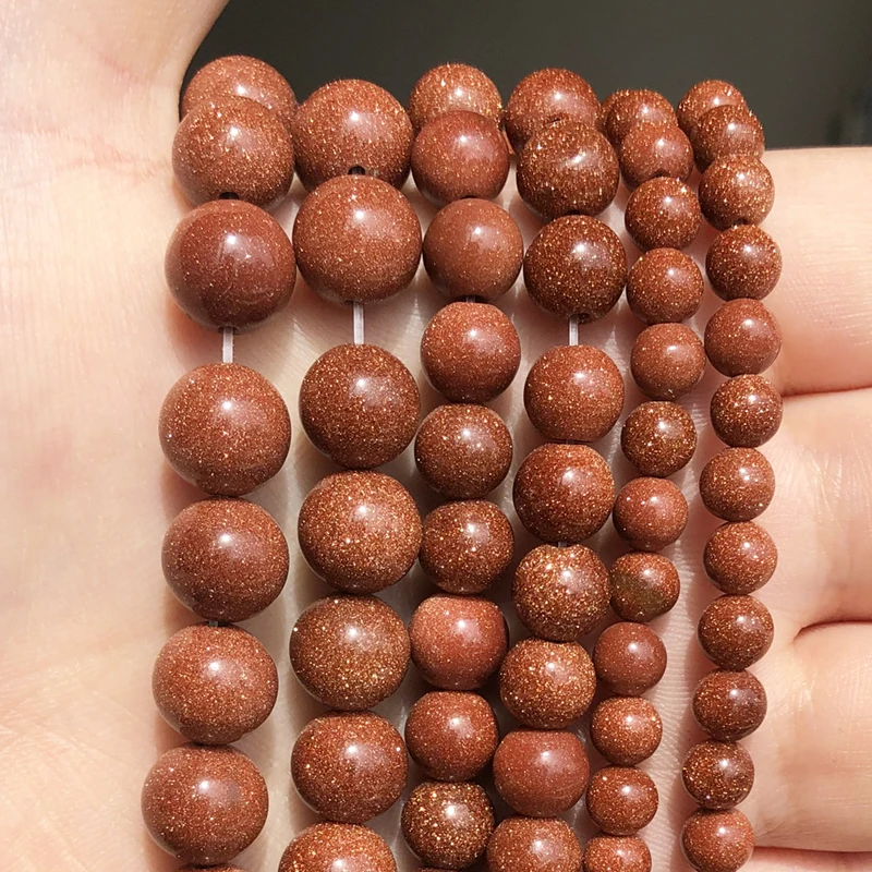 2/3/4/6/8/10/12mm Natural Smooth Goldsand Stone Beads Round Loose Beads Diy For Bracelet Accessories Jewellery Making 15\