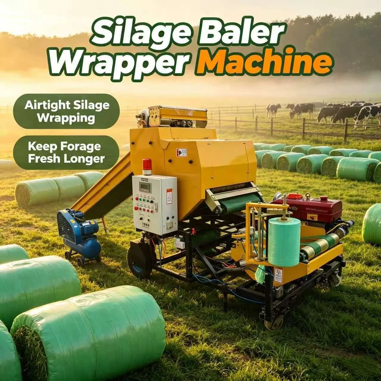 Agricultural Silage Wrapping Baler Machine Grass Hay Packing Bundling Equipment Crop Straw Forage Ensilage Machinery