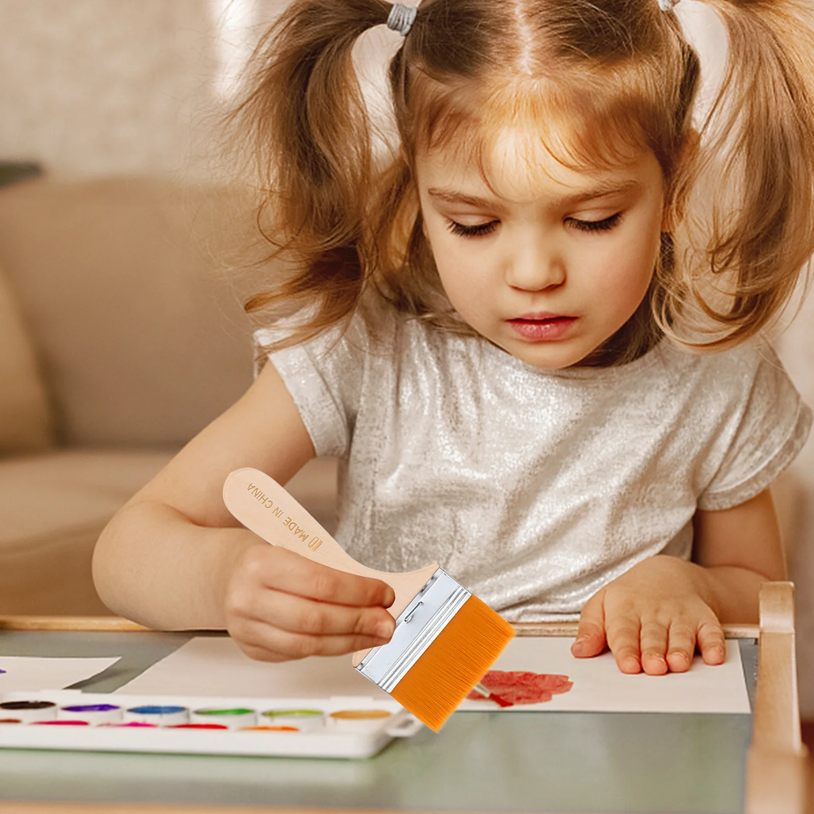 

12pcs Graffiti Brush Set Wooden Handle Nylon Hair Flat Paintbrush For Oil Acrylic Painting Diy Drawing Wall Cleaning