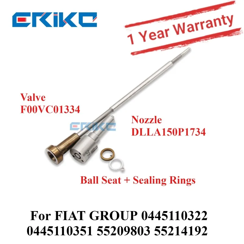 Diesel Injector Repair Kits Valve F00VC01334 Nozzle DLLA150P1734 for FIAT GROUP 0445110322 0445110351 55209803 55214192