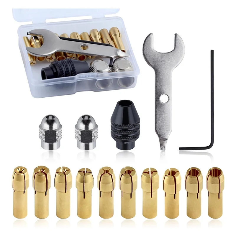 AC88-15PCS Drill Chuck Collet Set Rotary Collet Nuts Set 0.5-3.2Mm Shank Replacement 4486 Rotary Tool Change Chuck Accessory