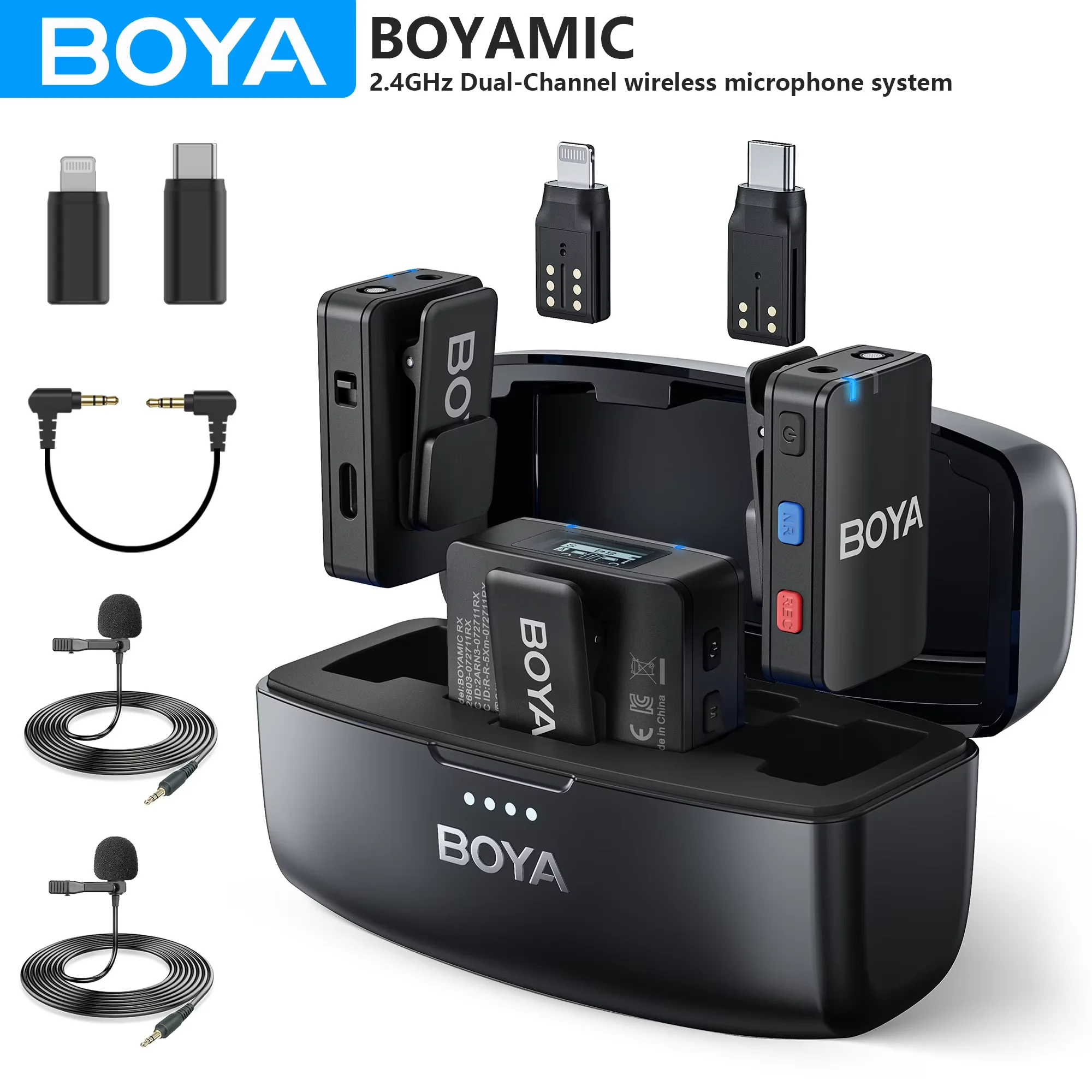 BOYA BOYAMIC All-in-One Wireless Lavalier Microphone for iPhone Android DSLR Cameras Gaming Live Streaming Vlog Video Recording