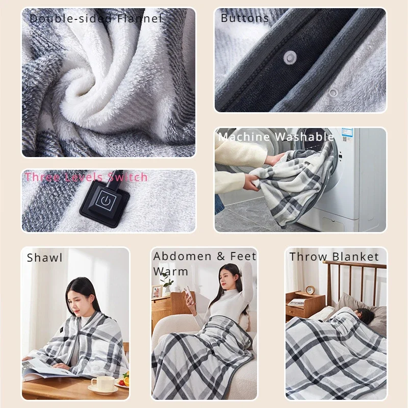 USB Electric Blankets 10W 5V Warm Mat Type C Heating Pat Heated Shawl Single Size 160x80CM Abdominal Thermal Blanket