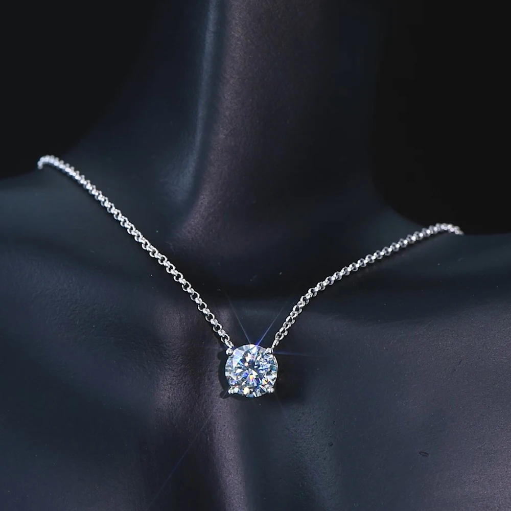 Vonkende 1CT 2CT 3CT D VVS1 Moissanite hanger Solitaire ketting dames 100% echt zilver 925 ketting met gecertificeerd sieraden cadeau