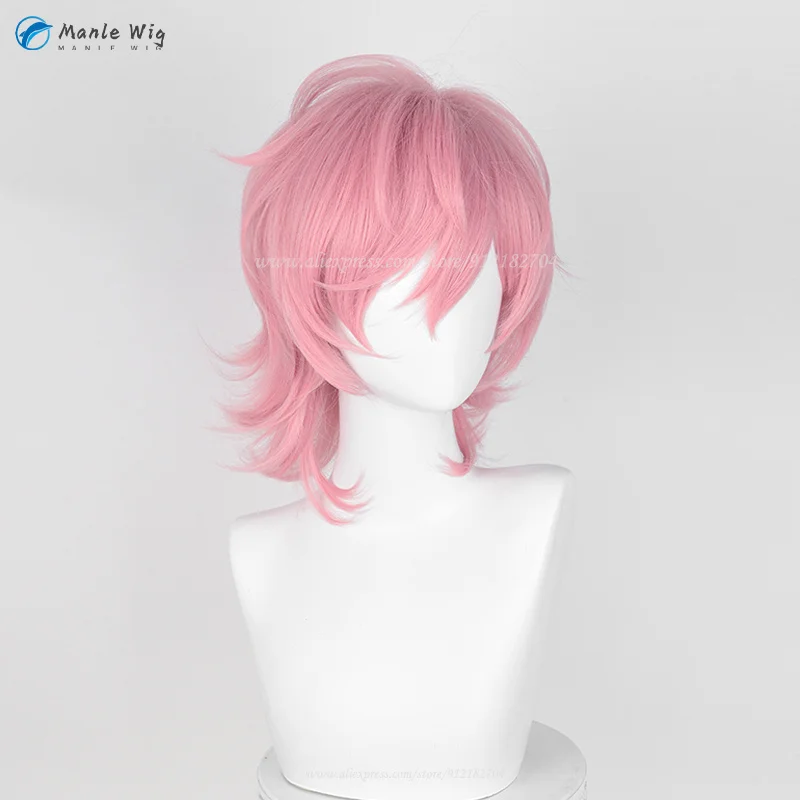 Anime Ayato Yuri peruka do Cosplay 40cm/35cm krótkie różowe puszyste włosy odporne na ciepło syntetyczne włosy impreza z okazji Halloween peruki +