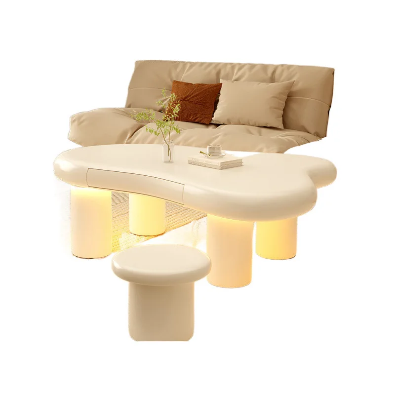 

[Popular] Cloud coffee table cream wind with light simple light luxury ins household living room small apartment balcony table