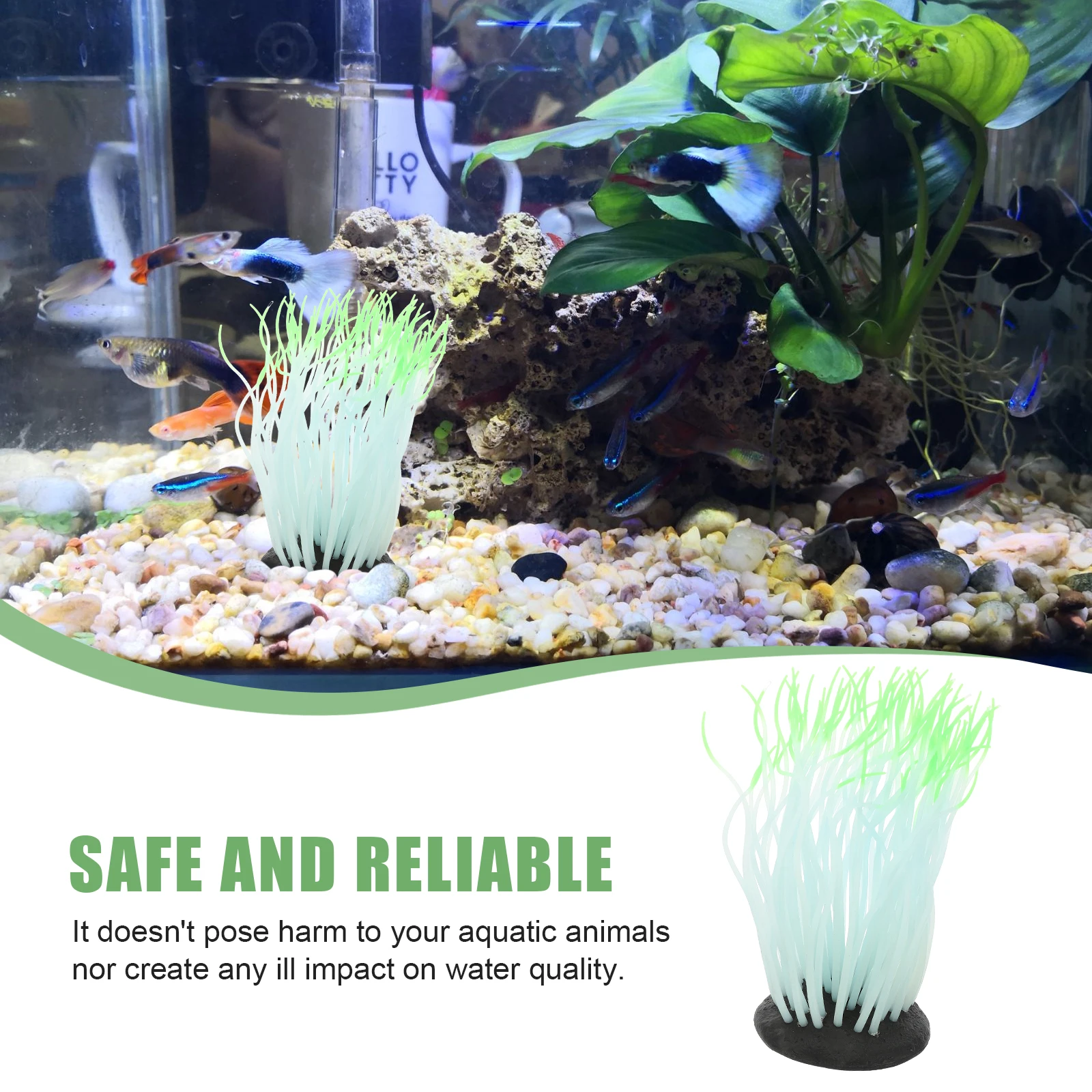 

Lifelike Silicone Sea Anemone Decoration Green Glow in Dark Aquarium Tank Coral Artificial Home Pet Supplies Non Toxic Soft