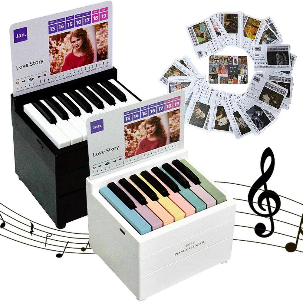 BT Taylor Piano Calendar 2025 Music Sheets Toy Playable Piano Desk Calendar with 27 Music Calendar Cards 52 Songs Gift for Fans