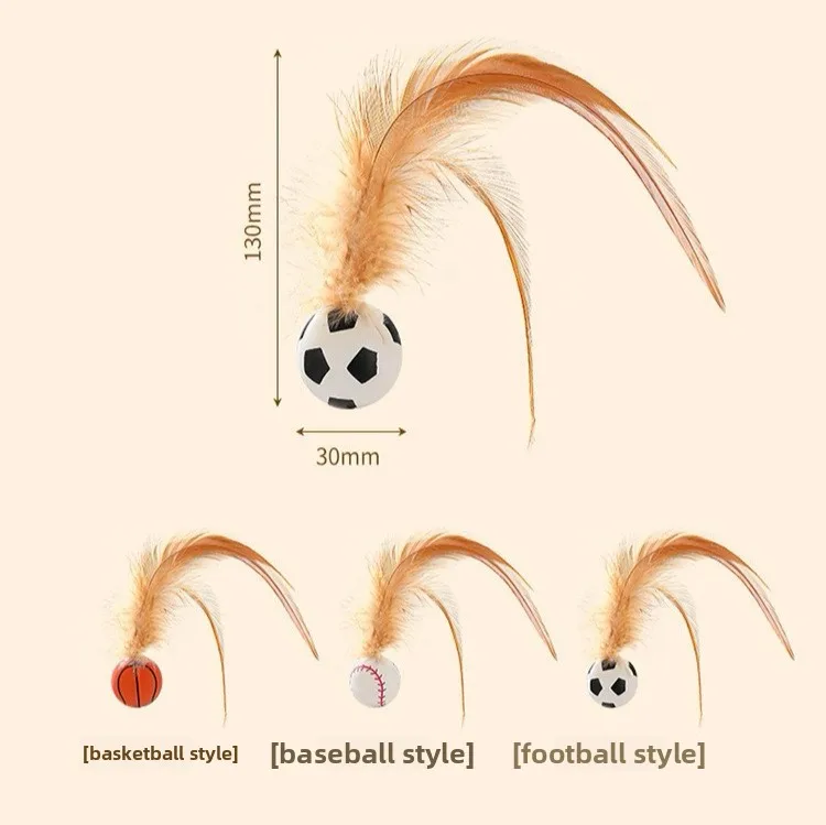 Cat Elastic Balls, Badminton Feather Balls & Rubber Balls, Interactive Pet Toys for Kitten Self-play Relieve Boredom