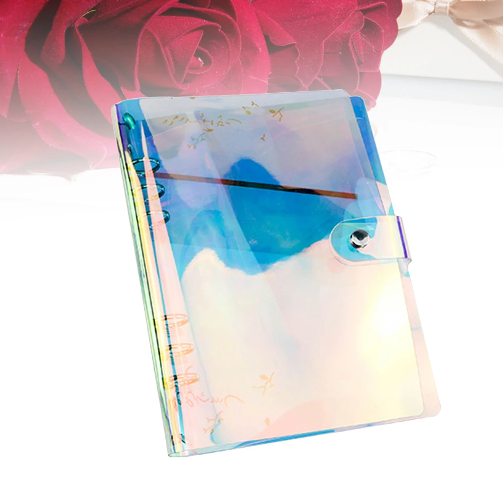 

Rainbow Notebook Rings Metal Button Closure Notebook School Office Folder Supplies Cover PVC Travel Journal School Office