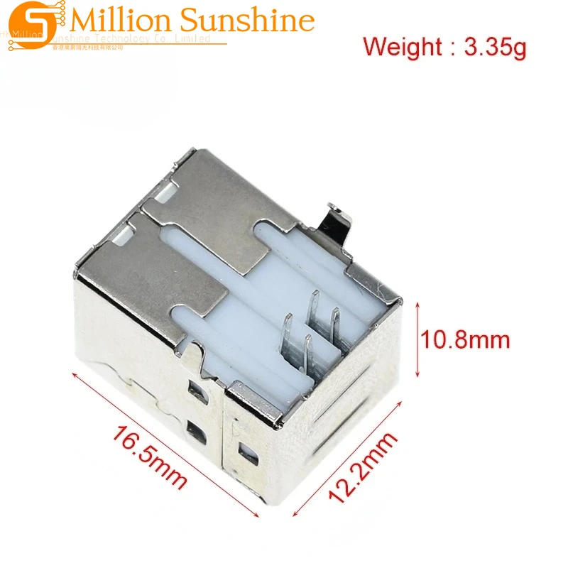 10Pcs Square USB socket usb B Type Female 90 degree PCB welding parent Connector For Printer Data
