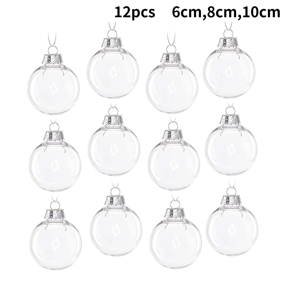 12Pcs Christmas Ball Transparent Hanging Ball Christmas Tree Ornament DIY Decoration Home Wedding Party Decoration