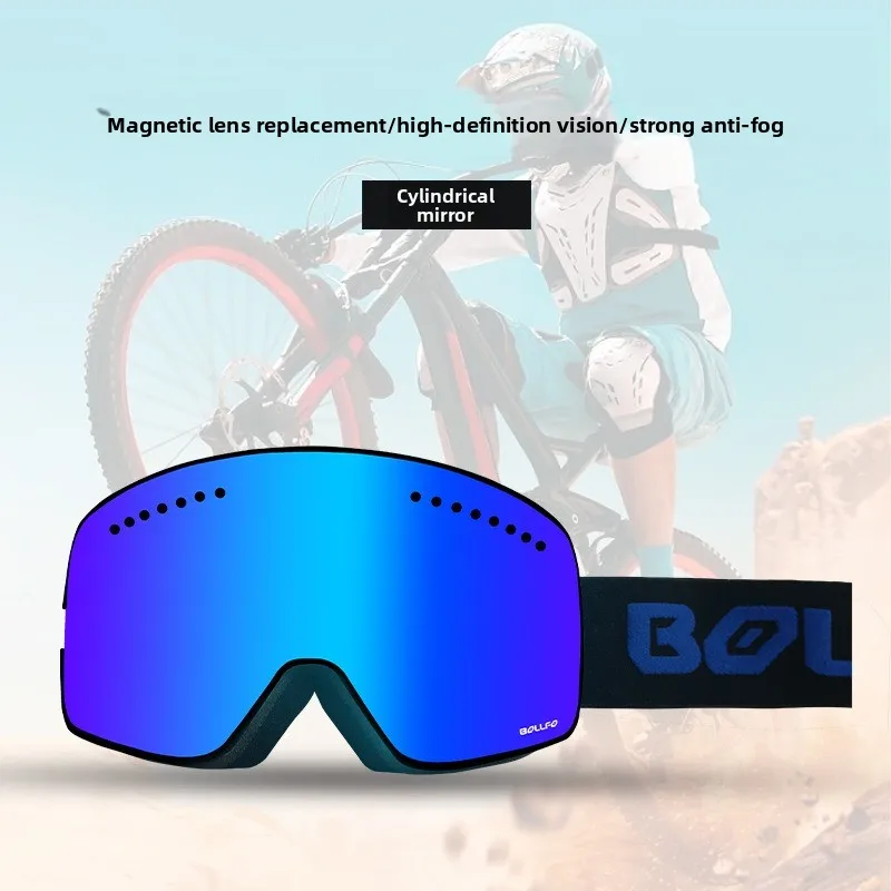 Motorcycle Goggles Magnetic Quick Release Interchangeable Lenses HD Wide View Eyewear for Day Night Riding Motocross Skiing