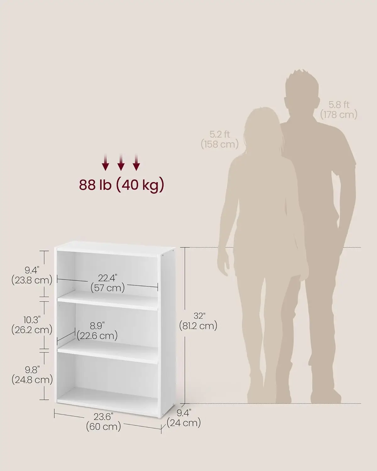 

Vasagle Custos Collection - Bookshelf, 3-Tier Bookcase, Book Shelf, Open Storage Shelf, 9.4 X 23.6 X 32 Inches, For Living