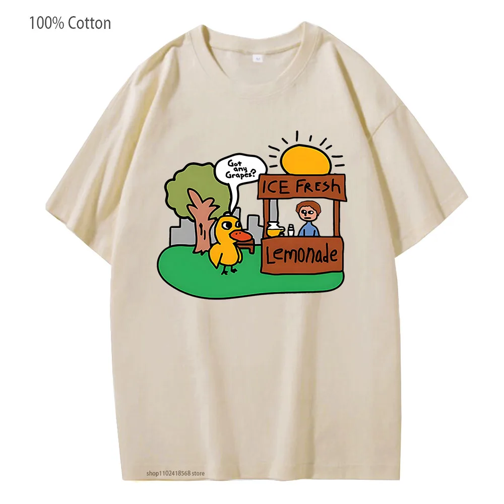 

Funny Got any Grapes Ice Fresh T-Shirts The Duck Song graphic shirt short Sleeve Cartoon Printing tops Comfortable Kawaii tees