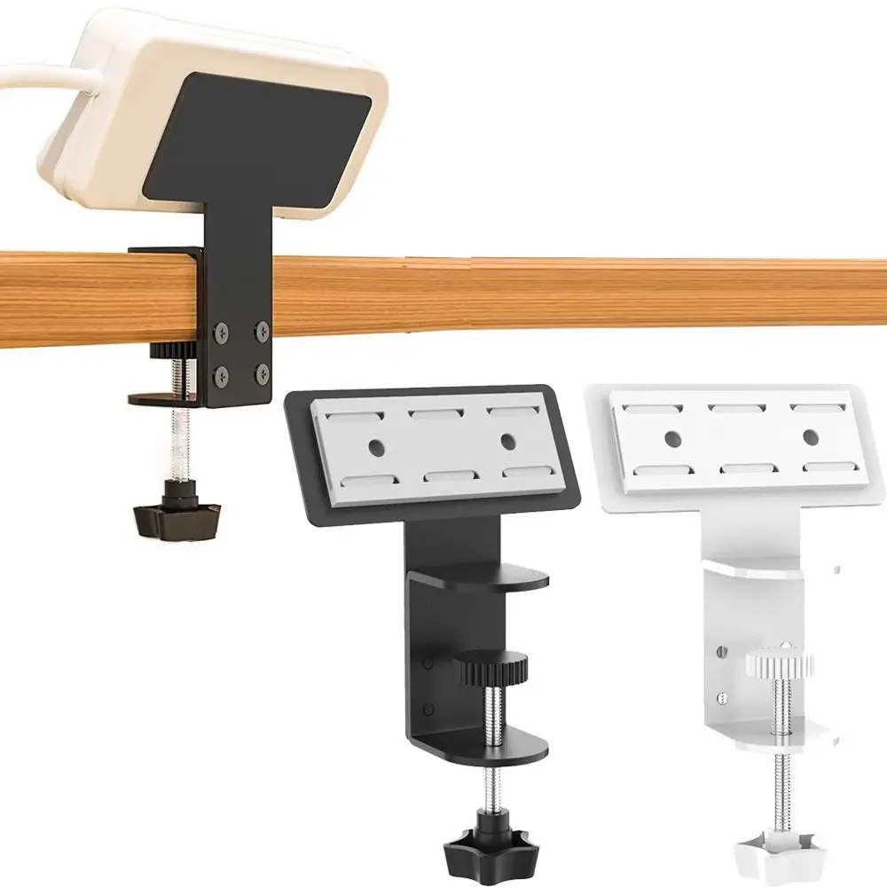 

Clamp on Under Desk Power Strip Holder No-Drill Adjustable Clamp Hanging Power Socket Stand Easy To Install Space Saving