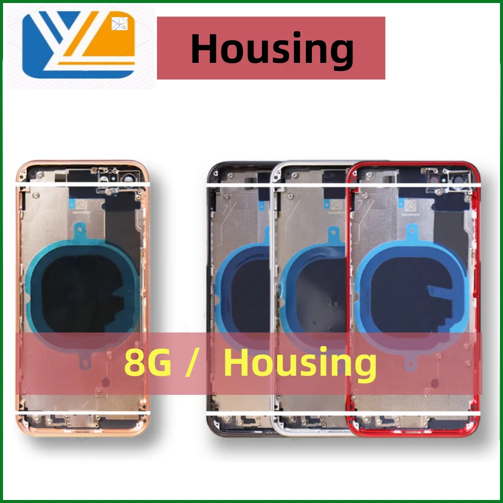 Housing For iPhone 8Plus 8 Back Cover Battery Glass Back Door Chassis Frame Premium Replacement 8P +SIM Tray+Side Key 8G CE/NoCE