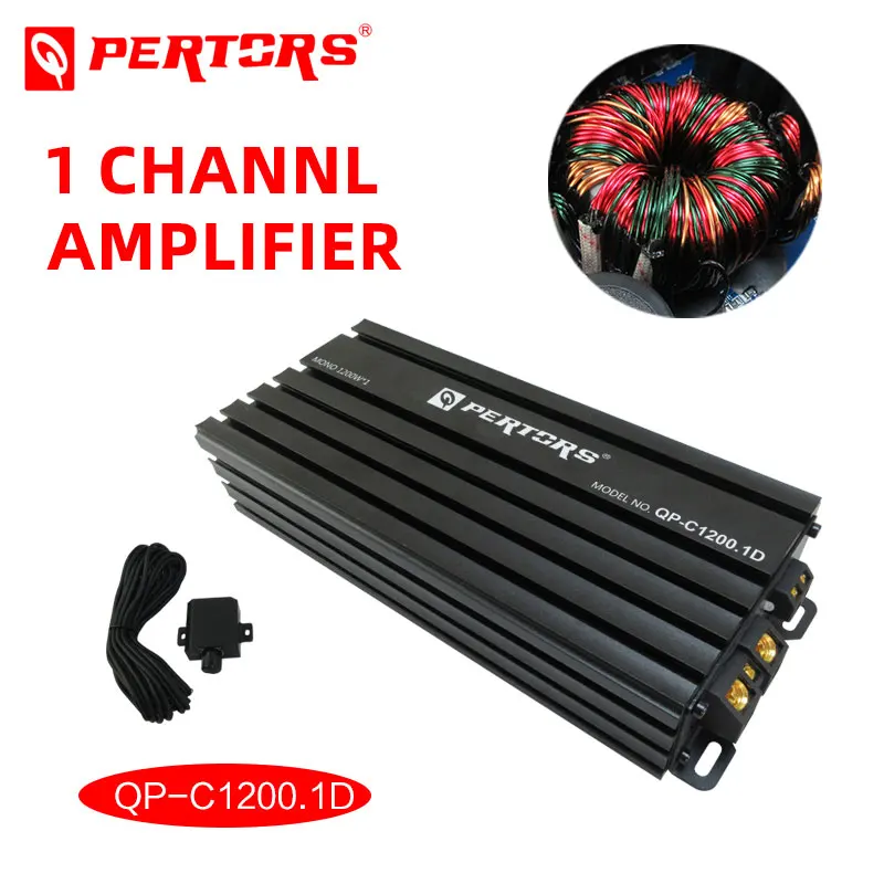 with Wired volume control 1-ch Car Audio Amplifier Class D 1200W Mono Amplifierwith built-in transformer/Safety copper foil fuse